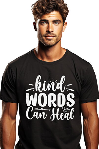 StoryGift Romania Tricou bărbătesc cu mesajul „Cuvintele frumoase pot vindeca...