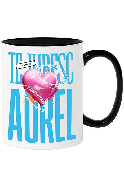 StoryGift Romania Mug I Love You Aurel, Love, Heart, Love, Saint Valentine, Dragobete, Vale, With, STG