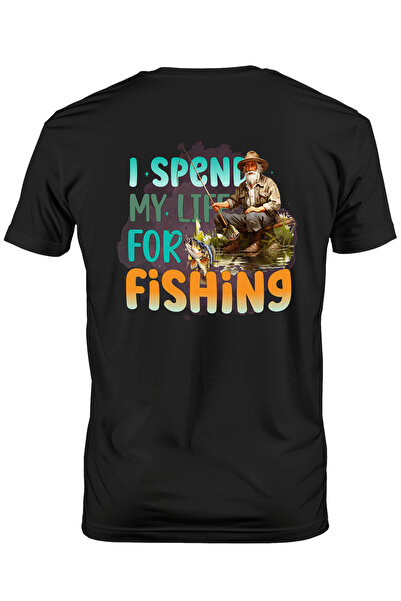StoryGift Romania Tricou Barbati cu pescar batran la pescuit cu mesajul "I sp...