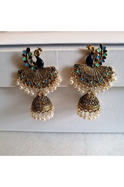 Butik Tülin أقراط نسائية أصلية مصنوعة يدويًا من الذهب والمعدن واللؤلؤ متعدد ا...