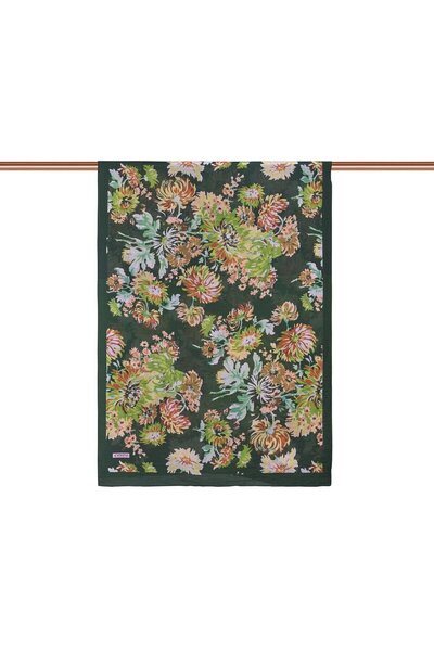 ipekevi Σάλι Tensoft με σχέδιο - Μοτίβο χρυσάνθεμου - Πράσινο χακί