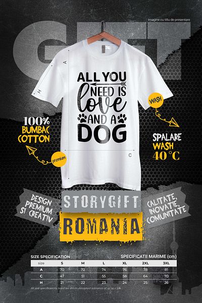 StoryGift Romania Men's T-shirt for those who only need love and a dog with STG Face print