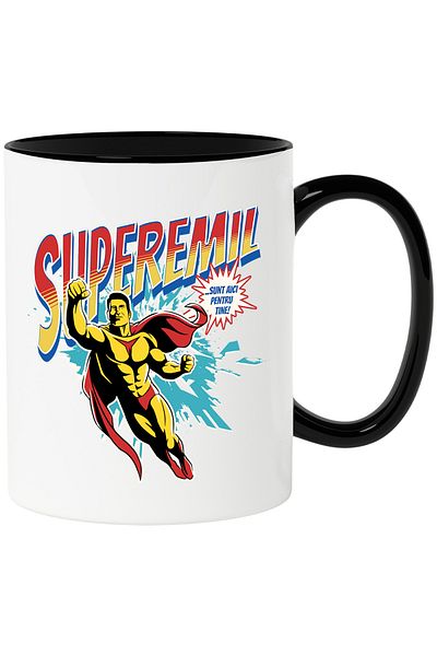 StoryGift Romania Super Emil Mug, Superhero I'm Here for You, 330ml, Ceramic with Black Handle, With ,STG