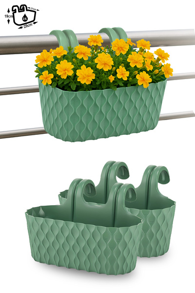 ToXA 2 Adet 3 Litre Vera Askılı Balkon Saksısı Denge Aparatlı Plastik Saksı