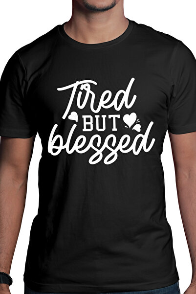 StoryGift Romania Tricou bărbătesc cu inimioare și mesajul „obosit, dar binec...