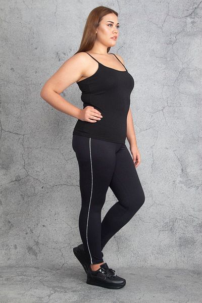 Şans Women's Large Size Silver Side Glitter Stripe Leggings Pants 65n30552