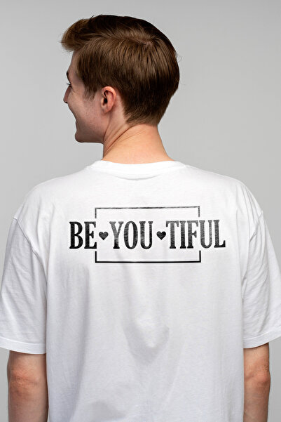 StoryGift Romania Tricou bărbătesc cu inimioare și textul „be You Tiful” - Be...