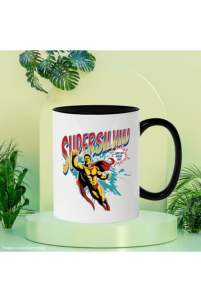 StoryGift Romania Super Silviu Mug, Superhero I'm Here for You, 330ml, Ceramic with Black Handle, With ,STG