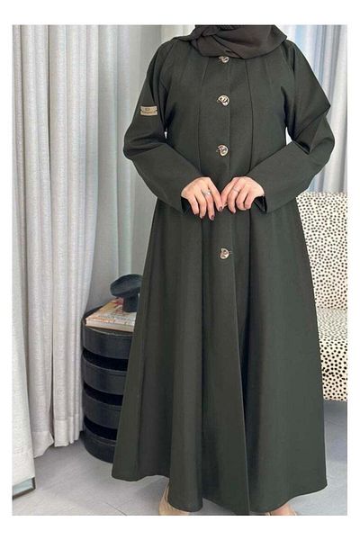 unbranded Elegant, plain linen abaya with practical, elegant buttons