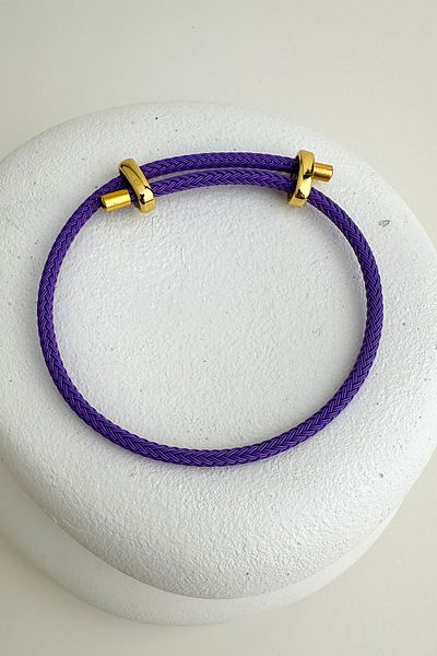 Modex Colorful Knitted Rope Steel Plate Detail Adjustable Bracelet