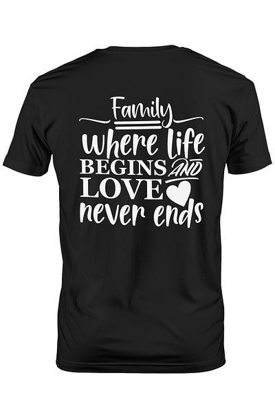 StoryGift Romania Tricou bărbătesc cu textul „Familie, locul unde viața începe și dragostea nu se termină niciodată în Stg”