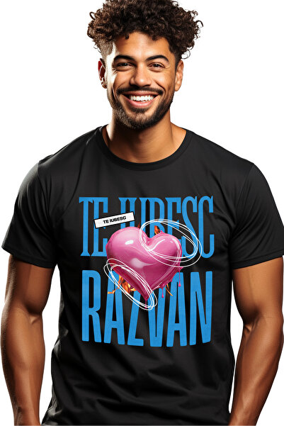 StoryGift Romania Tricou bărbătesc Te iubesc Răzvan, Dragoste, Inimă, Dragost...