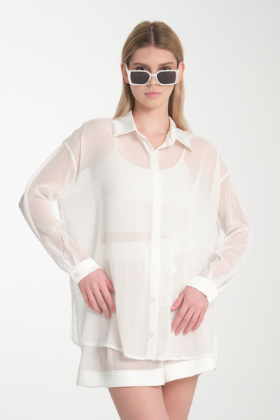 Yoncaekspres Saten Detaylı Şık Şifon Gömlek