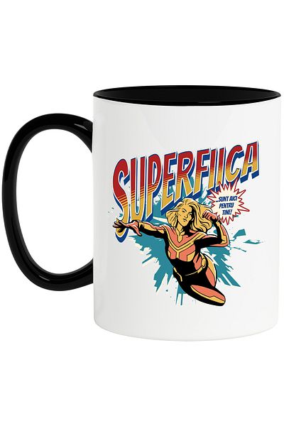 StoryGift Romania Super Daughter Mug, Superhero I'm Here For You, 330ml, Ceramic with Black Handle, With ,STG