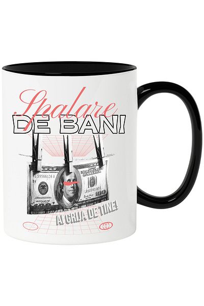 StoryGift Romania Mug with 100 Dollar Bill in Hooks Text Money Laundering, Take Care of Yourself, C, With, STG