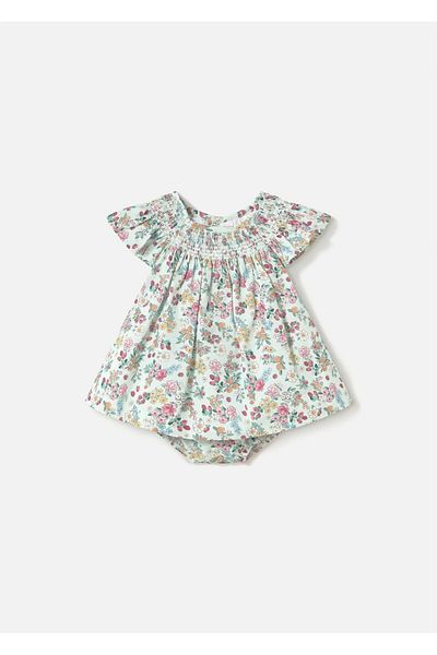 MAYORAL Baby Girl Floral Diaper Dress with Cover Mint 1867