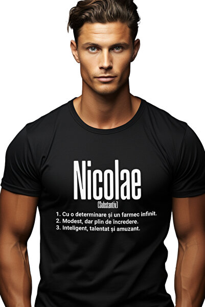 StoryGift Romania Men's T-shirt With Name Nicolae, Determination, Modest, Int...
