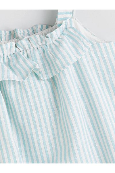 LC Waikiki LCW Kids Rochie pentru fetiță cu dungi albastre cu guler pătrat