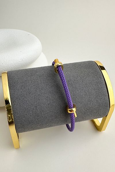 Modex Colorful Knitted Rope Steel Plate Detail Adjustable Bracelet