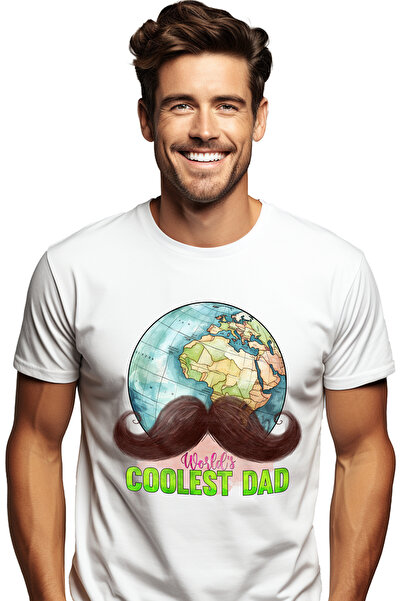 StoryGift Romania Tricou bărbătesc cu glob cu mustață și mesajul „Cel mai tar...