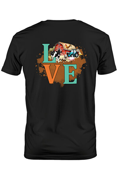 StoryGift Romania Tricou bărbătesc cu fermă și mesajul „dragoste”, animale, t...