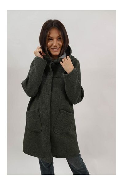 Lamiar Alessandra Midi Coat With Hood And Pockets Without Lining Snap Closure One Size Khaki