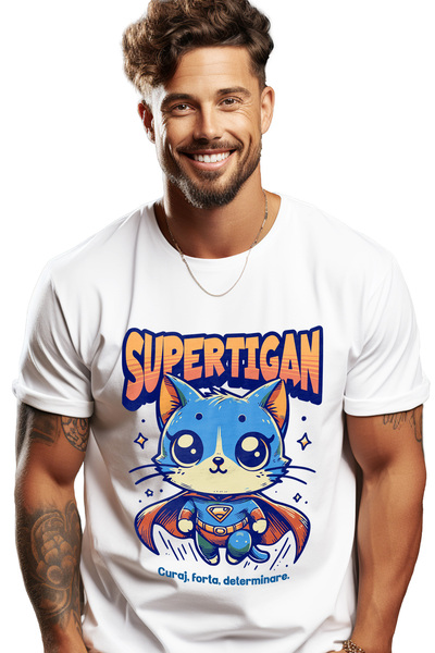 StoryGift Romania Tricou bărbătesc Super Gypsy, Supererou, Pisică Zburătoare ...