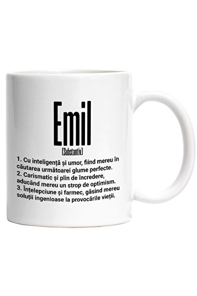 StoryGift Romania Mug With Name Emil, Intelligence, Humor, Charismatic, Wise, Personalized, Gift, With,STG