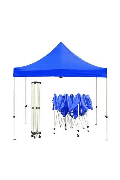 Begin Power Otomatik Gazebo Çardak 300 X 300 Cm Tente Teras Bahçe Kamelyası Gölgelik Mavi