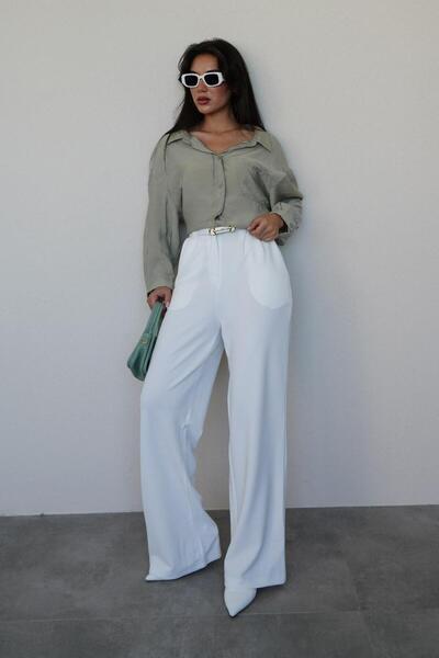 Madmext Mint Yeşili Cepli Kadın Uzun Kollu Gömlek MG2409