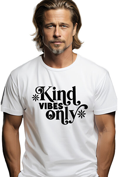 StoryGift Romania Tricou bărbătesc cu maci și textul „kind Vibes Only” - Only...
