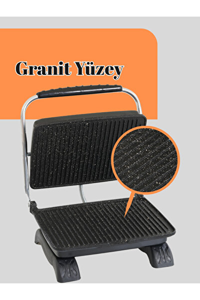 Arnell Tost Makinası Granit Yüzey Ile Sağlıklı Pişirim | 1800 W Yapışmaz Granit Tost Makinesi