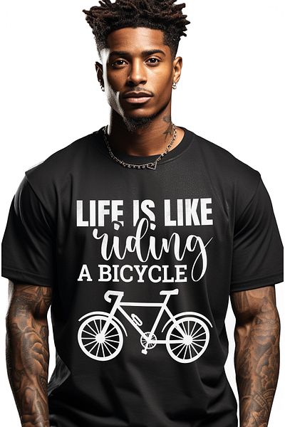 StoryGift Romania Men's T-shirt with a bicycle for cycling enthusiasts with a message in English with STG print