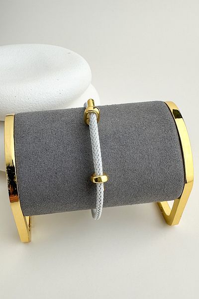 Modex Colorful Knitted Rope Steel Plate Detail Adjustable Bracelet