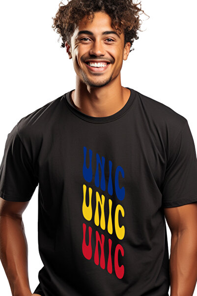 StoryGift Romania Tricou bărbătesc Cuvântul Unic, În Culorile Drapelului Româ...