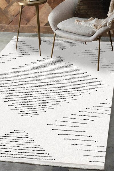 Markaev Oxford 123 Dekoratif Kaymaz Tabanlı Saçaklı Yıkanabilir Halı Yolluk Mdd ZNTKLM