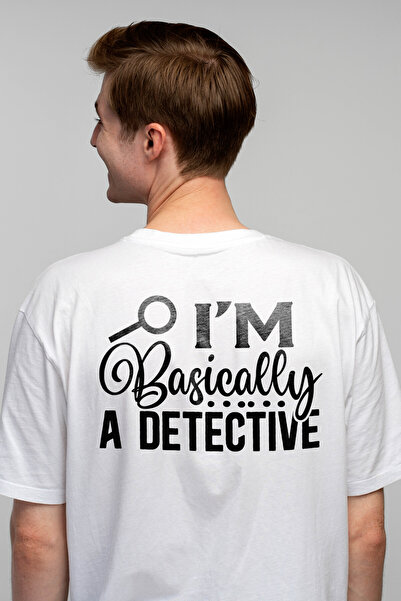 StoryGift Romania Tricou Barbati cu o lupa si mesajul "I'm basically a detective" - practic sunt detectiv cu STG