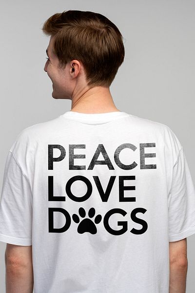 StoryGift Romania Men's T-shirt For Dog Lovers With The Text "peace, Love, Dogs" - Peace Love Dogs Stg