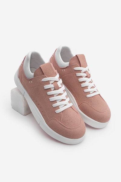 Marjin Damen Sneaker Schnürschuhe Tefze Rosa Wildleder