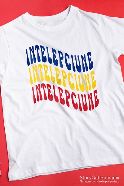 StoryGift Romania Tricou bărbătesc Cuvântul Înțelepciunii, În Culorile Drapelului Românesc, Roșu, Galben, Albastru
