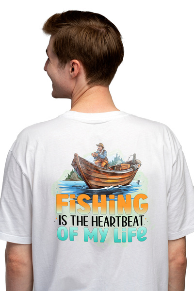 StoryGift Romania Tricou Barbati cu pescar in barca cu mesajul "Fishing is th...