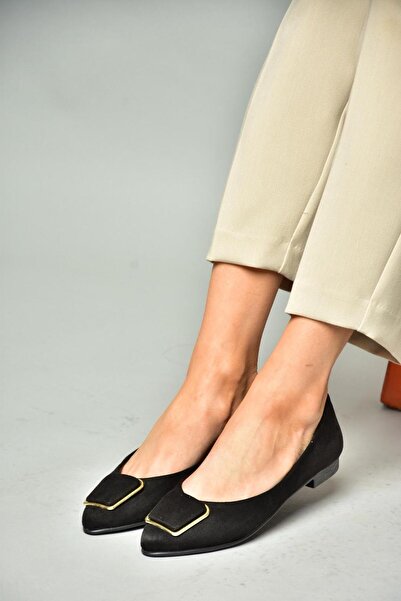 Fox Shoes P726776302 Balerini damă din piele întoarsă neagră