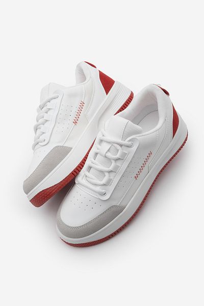 Marjin Damen Sneaker Hohe Sohle Turnschuhe Loske Rot