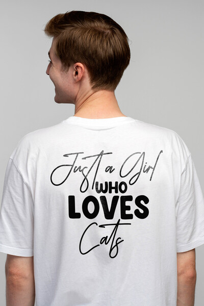StoryGift Romania Tricou bărbătesc cu mesajul „doar o fată care iubește pisic...