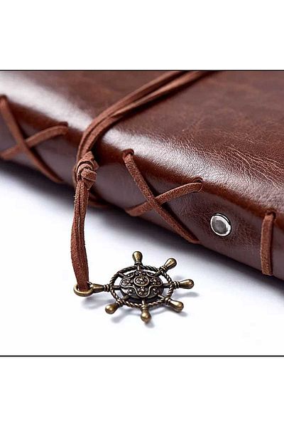 MRShopping Комплект тефтер и химикалка MR Leather Kraft Paper Compass Design, подаръчен комплект със специален дизайн