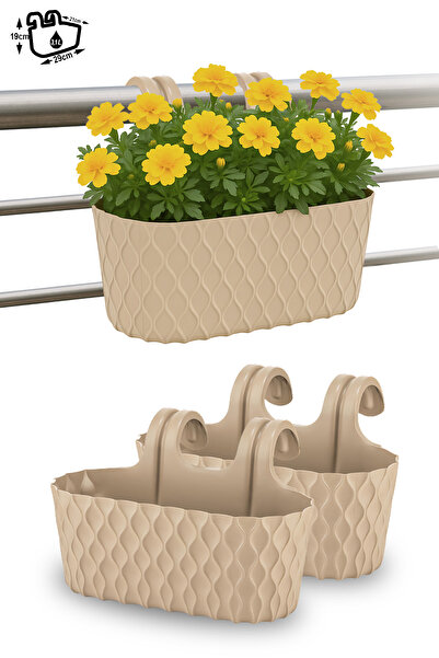 ToXA 2 Adet 3 Litre Vera Askılı Balkon Saksısı Denge Aparatlı Plastik Saksı