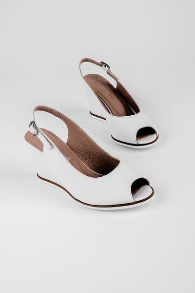 Lal Shoes & Bags Isabella, pantofi cu toc cu pană, alb, din piele naturală