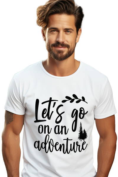 StoryGift Romania Tricou Barbati cu brazi si mesajul "Let's go on an adventur...