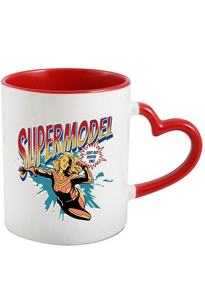 StoryGift Romania Super Model Mug, Superhero I'm Here For You, 330ml, Ceramic with Heart Handle, With ,STG