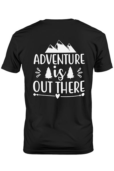 StoryGift Romania Tricou Barbati cu munti si copaci cu mesajul "Adventure is out there" - aventura e acolo a STG
